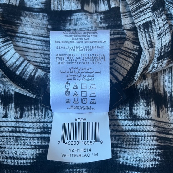 BCBGMAXAZRIA Agda Longsleve Abstract Print Casual Black White Mesh Top Blouse - Picture 6 of 7